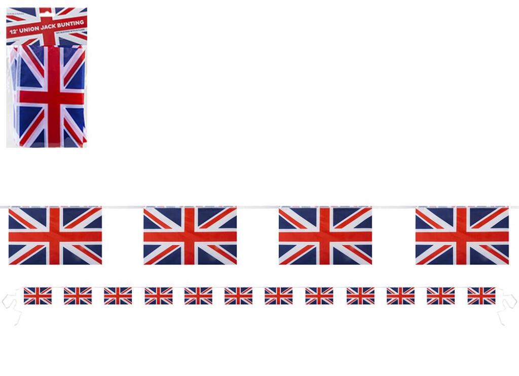 8 FLAG RAYON UNION JACK BUNTING 3M - Click Image to Close