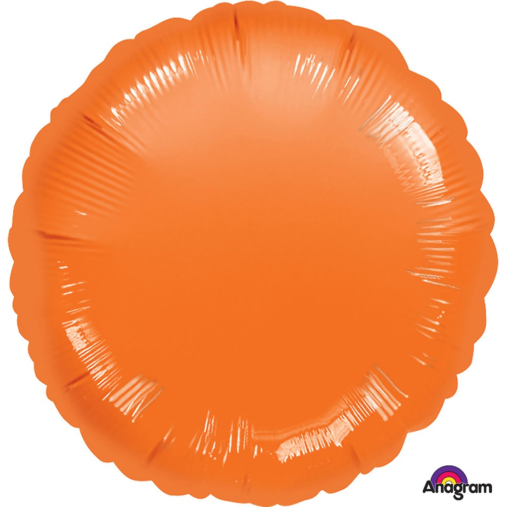 Foil 18" Round Orange Balloon - Click Image to Close