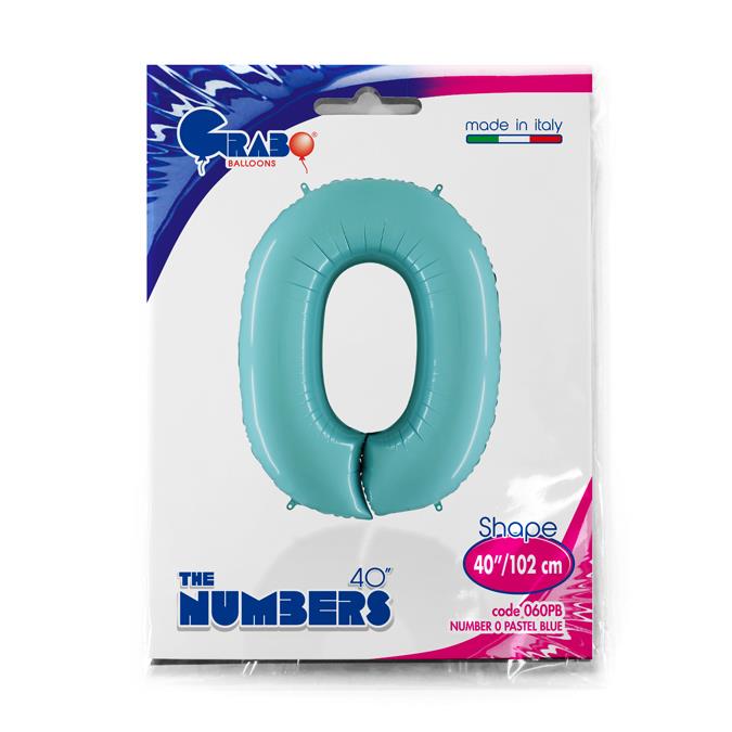 Number 0 Pastel Blue 40" Single Pack - Click Image to Close