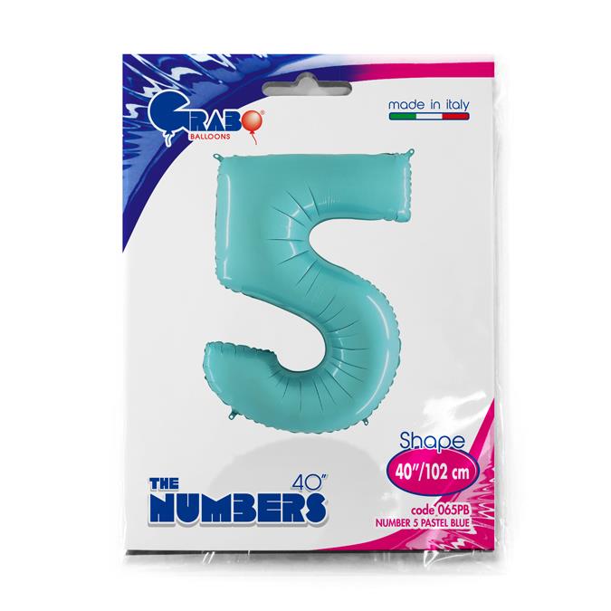 Number 5 Pastel Blue 40" Single Pack - Click Image to Close