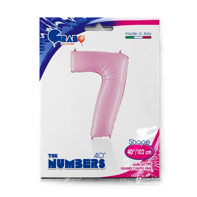 Number 7 Pastel Pink 40" Single Pack - Click Image to Close