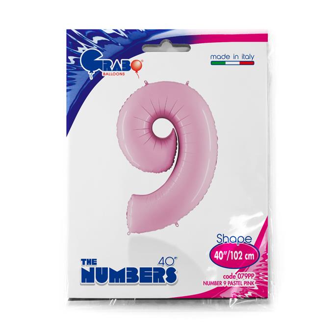 Number 9 Pastel Pink 40" Single Pack - Click Image to Close