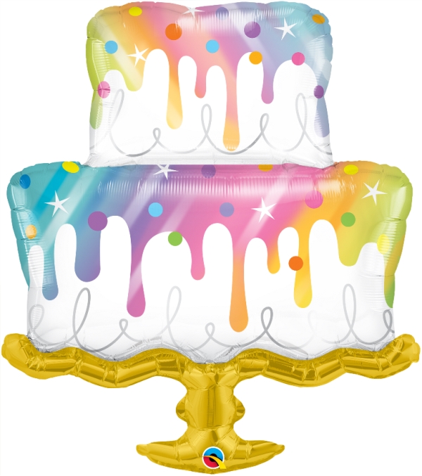 Qualatex 39" Rainbow Drip Cake Balloon - Click Image to Close