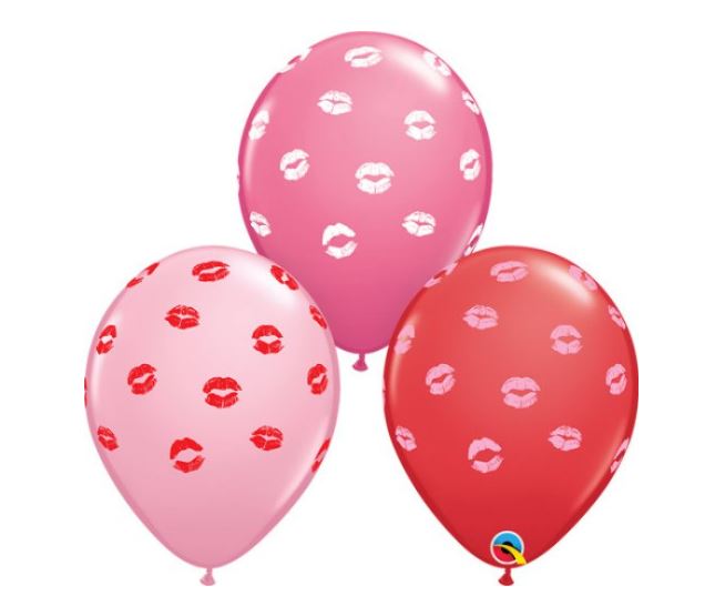 11" Round Kissey Lips Latex Balloon 25Pack - Click Image to Close