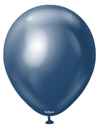 KALISAN 12" MIRROR NAVY LATEX BALLOON - 50CT - Click Image to Close