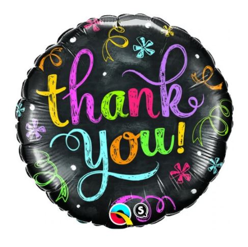 QUALATEX 18" ROUND THANK YOU CHALKBOARD BALLOON - Click Image to Close