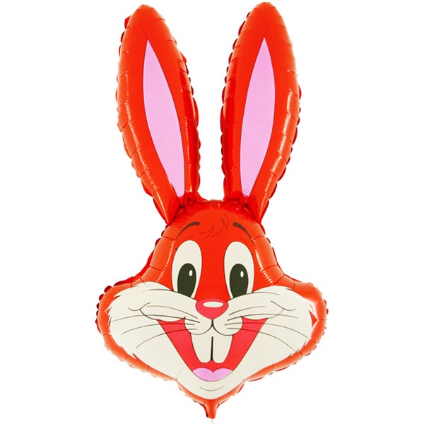 Red Bunny Rabbit Head 37" Foil Balloon ( Unpackaged ) - Click Image to Close