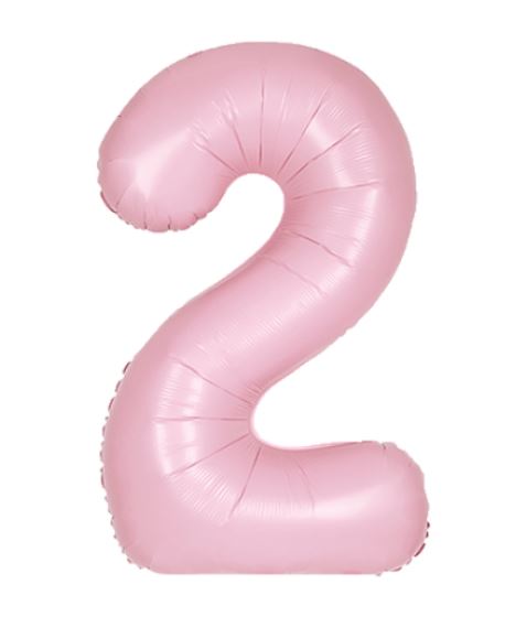 34" UNIQUE MATTE LOVELY PINK NUMBER 2 FOIL BALLOON - Click Image to Close