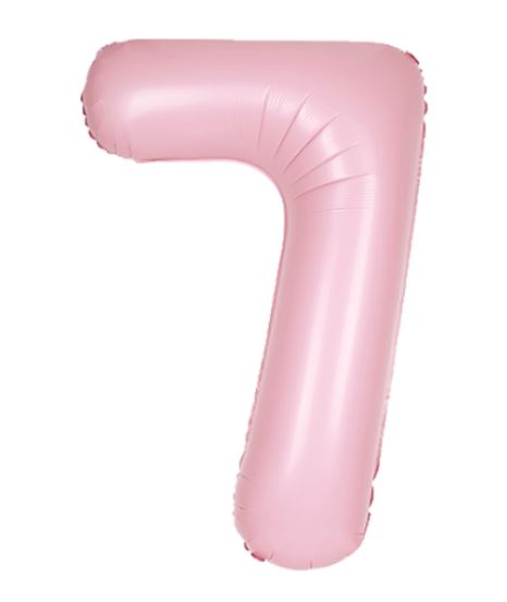 34" UNIQUE MATTE LOVELY PINK NUMBER 7 FOIL BALLOON - Click Image to Close