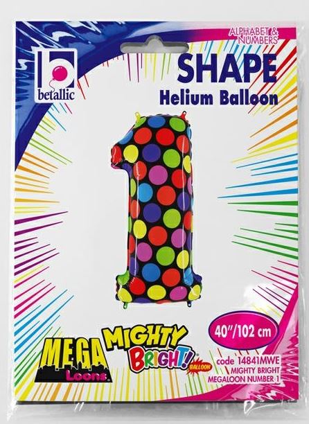 NUMBER 1 MIGHTY BRIGHT 40" BALLOONS - Click Image to Close