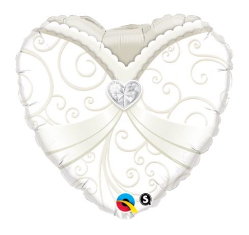 QUALATEX 18" HEART WEDDING GOWN BALLOON - Click Image to Close