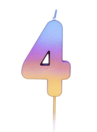 AGE FOUR RAINBOW OMBRE CANDLE (1) - Click Image to Close