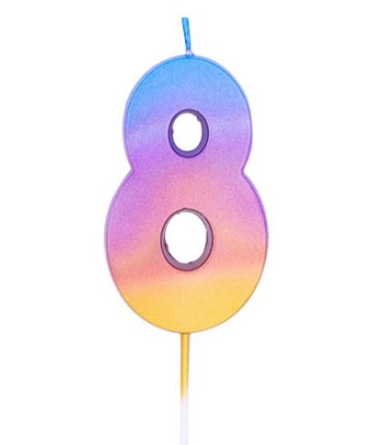 AGE EIGHT RAINBOW OMBRE CANDLE (1) - Click Image to Close