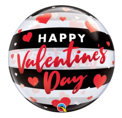 QUALATEX 22" SINGLE BUBBLE VALENTINE'S DAY BLACK STRIPES - Click Image to Close