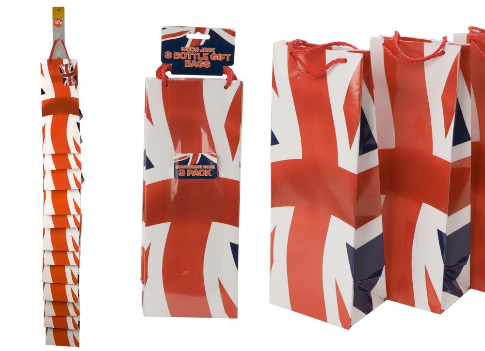 UNION JACK BOTTLE GIFT BAG 12.5 X 5 X 3.5" - Click Image to Close