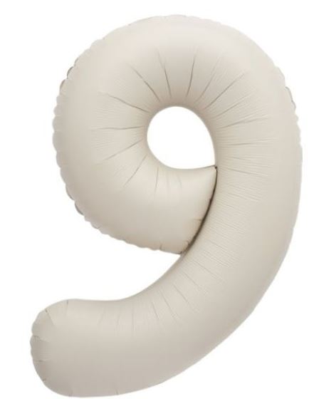 34" NUDE MATT FOIL BALLOON NUMBER 9 - Click Image to Close