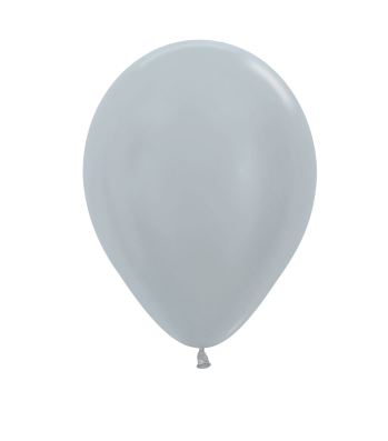 Satin Solid 12" Silver 481 Latex Balloons 30cm - 50 Pack - Click Image to Close