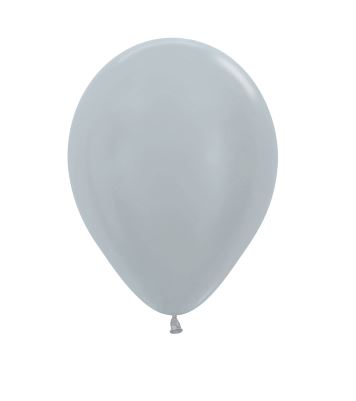 Satin Solid Silver 5" Latex Balloons 13cm - 100 Pack - Click Image to Close