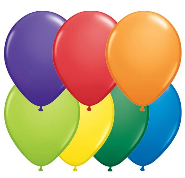 Qualatex 5" Round Carnival Latex Balloons 100 Pack - Click Image to Close