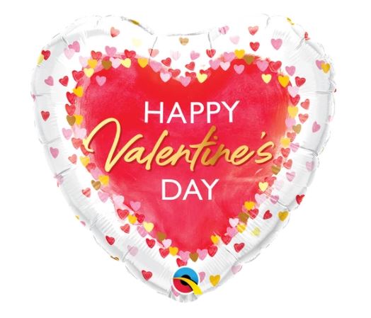 QUALATEX 18" HEART VALENTINE'S WATERCOLOR HEARTS BALLOON - Click Image to Close