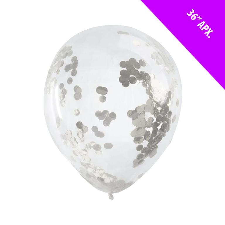 Foil Confetti Balloon 36" Silver - Click Image to Close