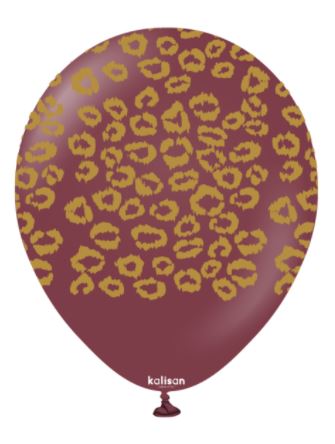 KALISAN 12" SAFARI LEOPARD BURGUNDY ( GOLD ) - 25CT - Click Image to Close