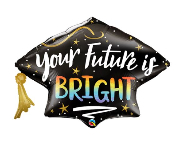 QUALATEX 41" SHAPE YOUR FUTURE IS BRIGHT GRAD CAP BALLOON - Click Image to Close