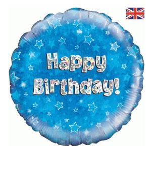 OAKTREE 18" HAPPY BIRTHDAY BLUE HOLOGRAPHIC