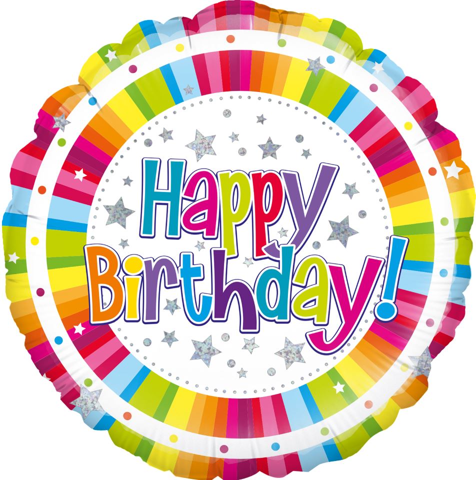 OAKTREE 18" BRIGHT STRIPE BIRTHDAY HOLOGRAPHIC - Click Image to Close