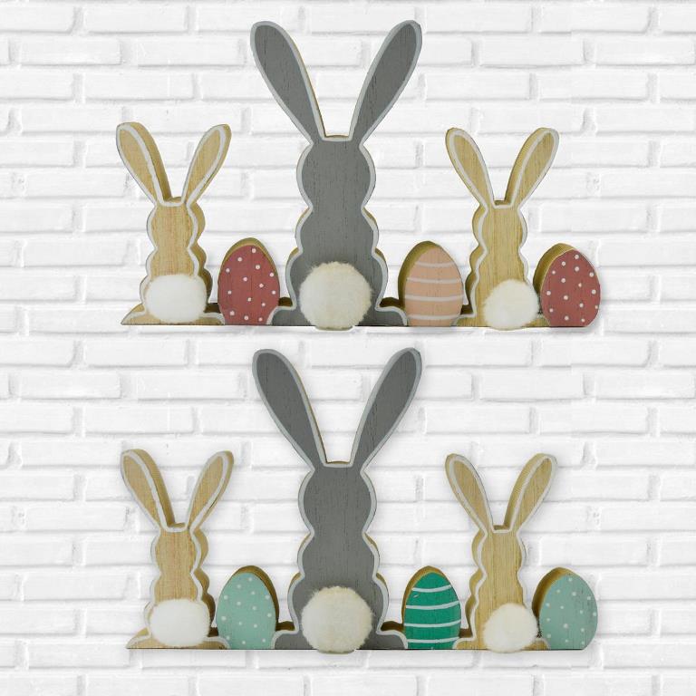 3 BUNNY 3 EGGS STAND P/M - Click Image to Close