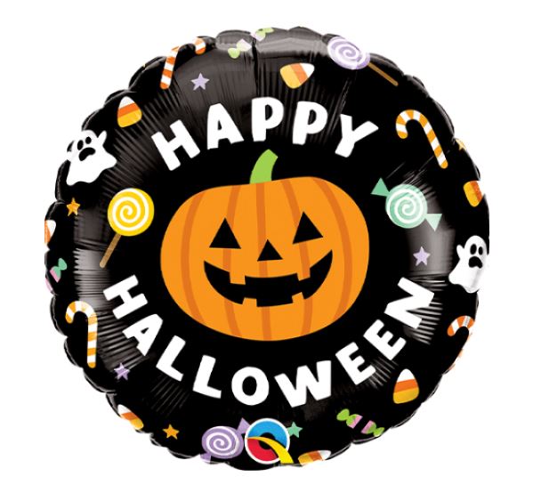 18" Halloween Pumpkin Candy Foil Balloon - Click Image to Close