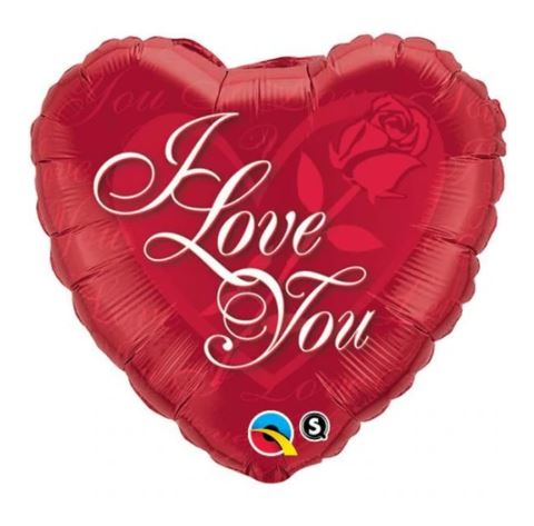 QUALATEX 18" HEART I LOVE YOU RED ROSE BALLOON - Click Image to Close