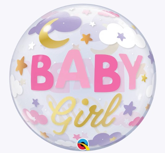 Baby Girl 22" Sweet Dreams Bubble Balloon - Click Image to Close