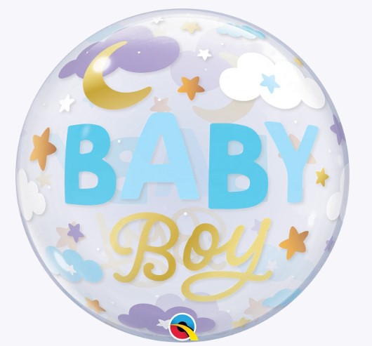 Baby Boy 22" Sweet Dreams Bubble Balloon - Click Image to Close