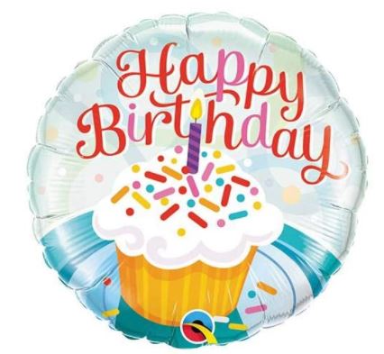 QUALATEX 18" BIRTHDAY CUPCAKE & SPRINKLES ROUND - Click Image to Close