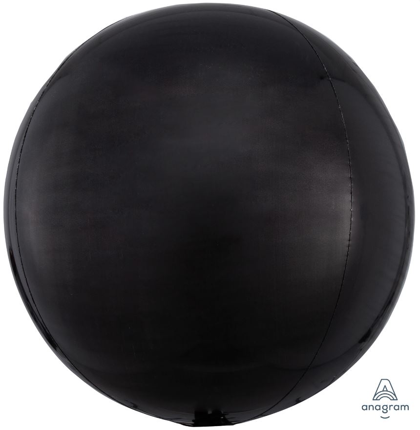 Black Orbz Packaged Foil 15" Balloons - Click Image to Close