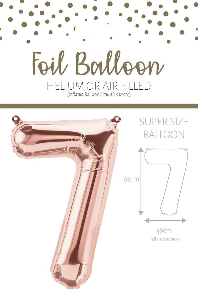 25" NUMBER 7 ROSE GOLD FOIL BALLOON - Click Image to Close