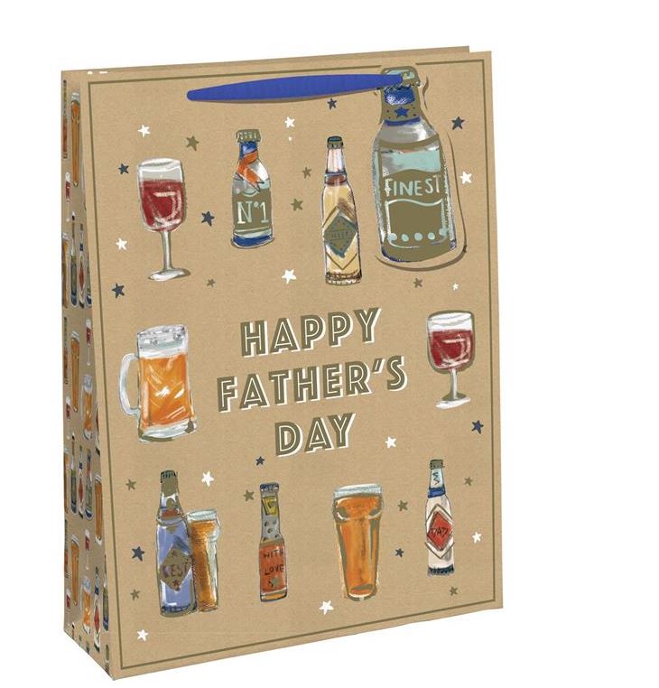 FATHER DAY BEER KRAFT MEDIUM BAG - Click Image to Close