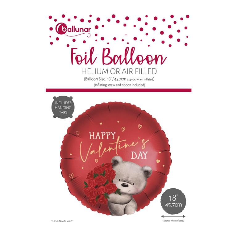 VALENTINES DAY CUTE BEAR ROUND FOIL BALLOON - Click Image to Close