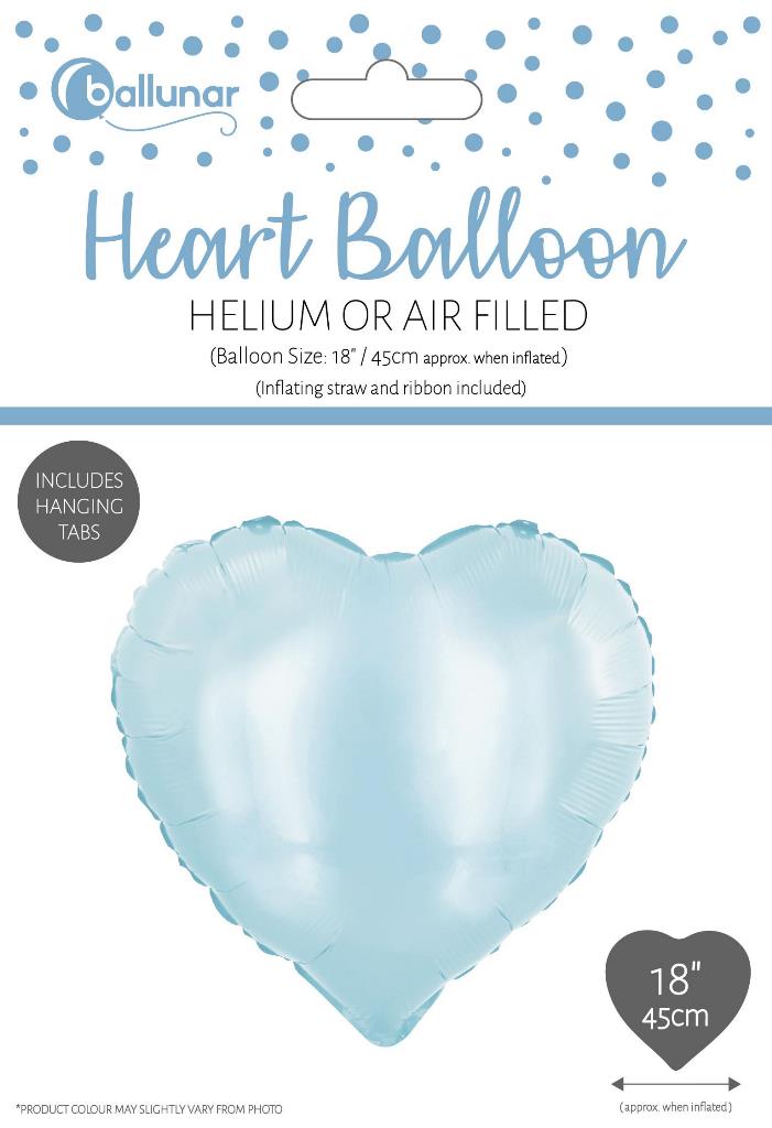 BABY BLUE METTALIC 18" HEART FOIL BALLOON - Click Image to Close
