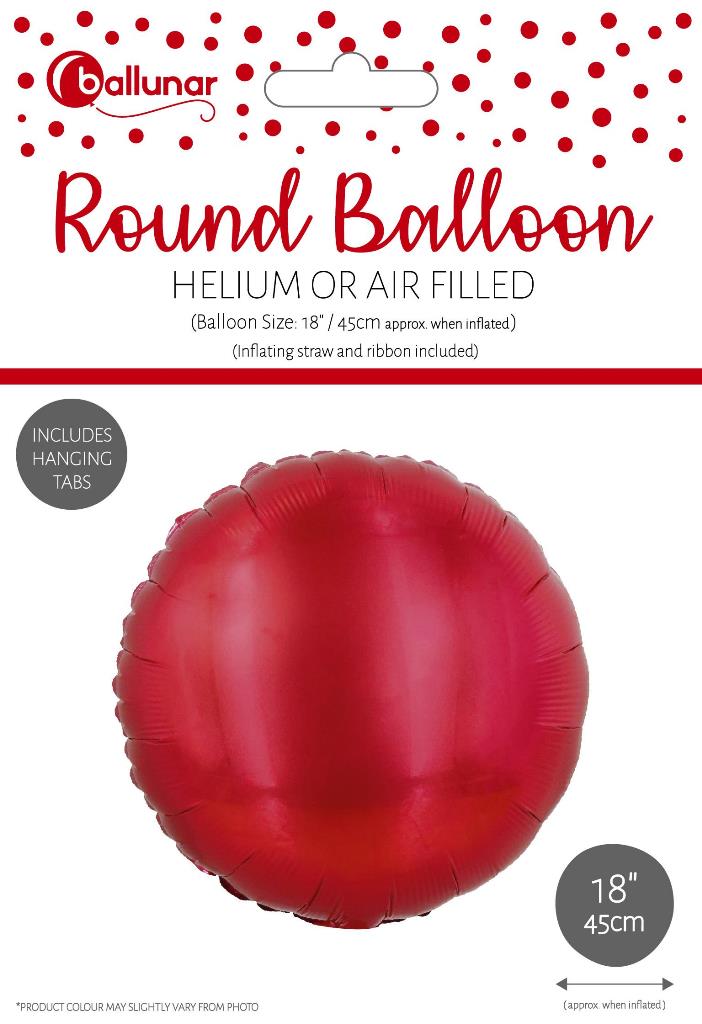 RED METALLIC 18" ROUND FOIL BALLOON - Click Image to Close