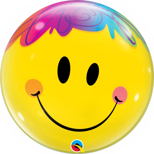 Single 22" Bubble Balloon Bright Smile Face - Click Image to Close