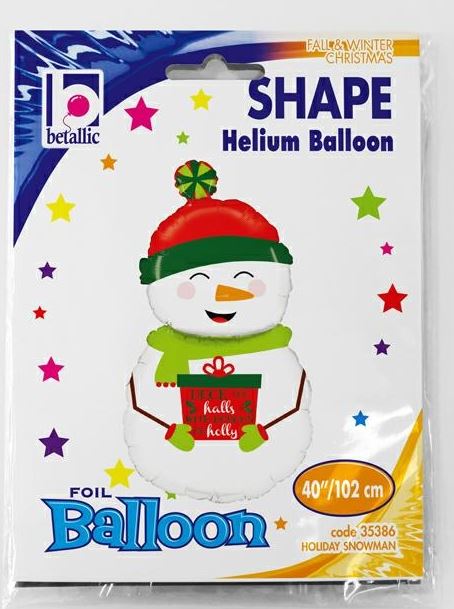 Holiday Snowman 40" Balloon - Click Image to Close