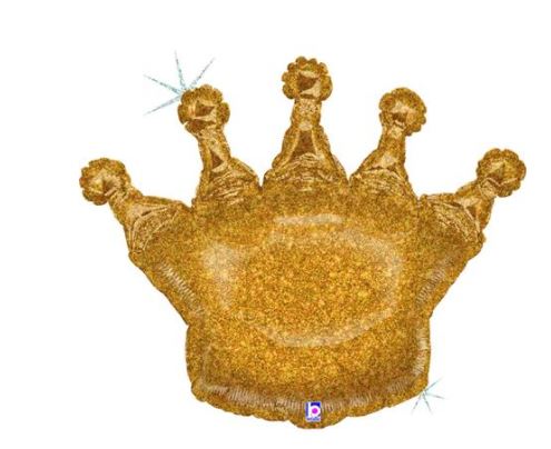 Glittering Crown Holographic Gold 36" Single Pack - Click Image to Close