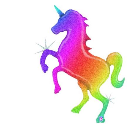 Glitter Rainbow Unicorn Holog. 54" Single Pack - Click Image to Close