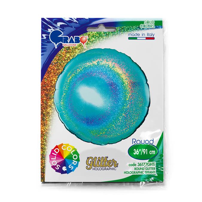 Grabo Round 36inch Glitter Holographic Tiffany - Single Pack - Click Image to Close