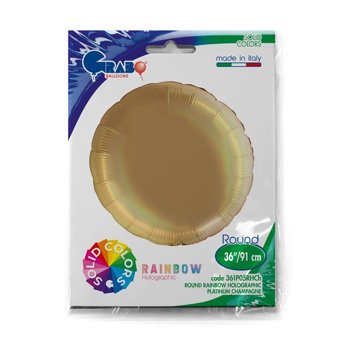 Grabo Round 36" Rainbow Holographic Platinum Champagne - Click Image to Close