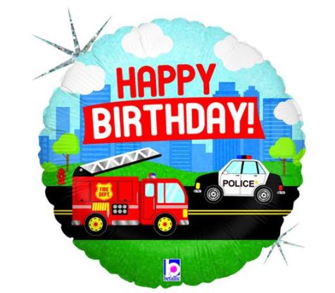 Emergency Vehicle B-Day Holog. 18" Single Pack - Click Image to Close