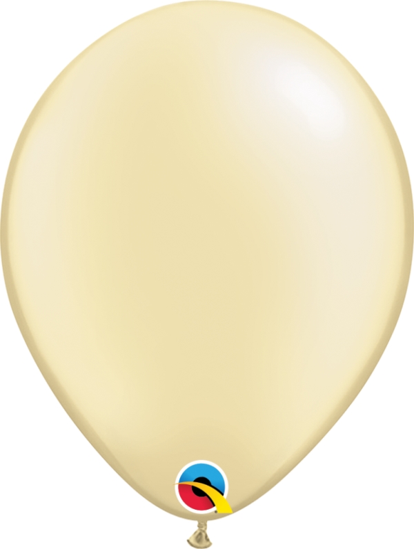 QUALATEX 11" PLAIN LATEX ROUND PEARL IVORY 25 PACK - Click Image to Close