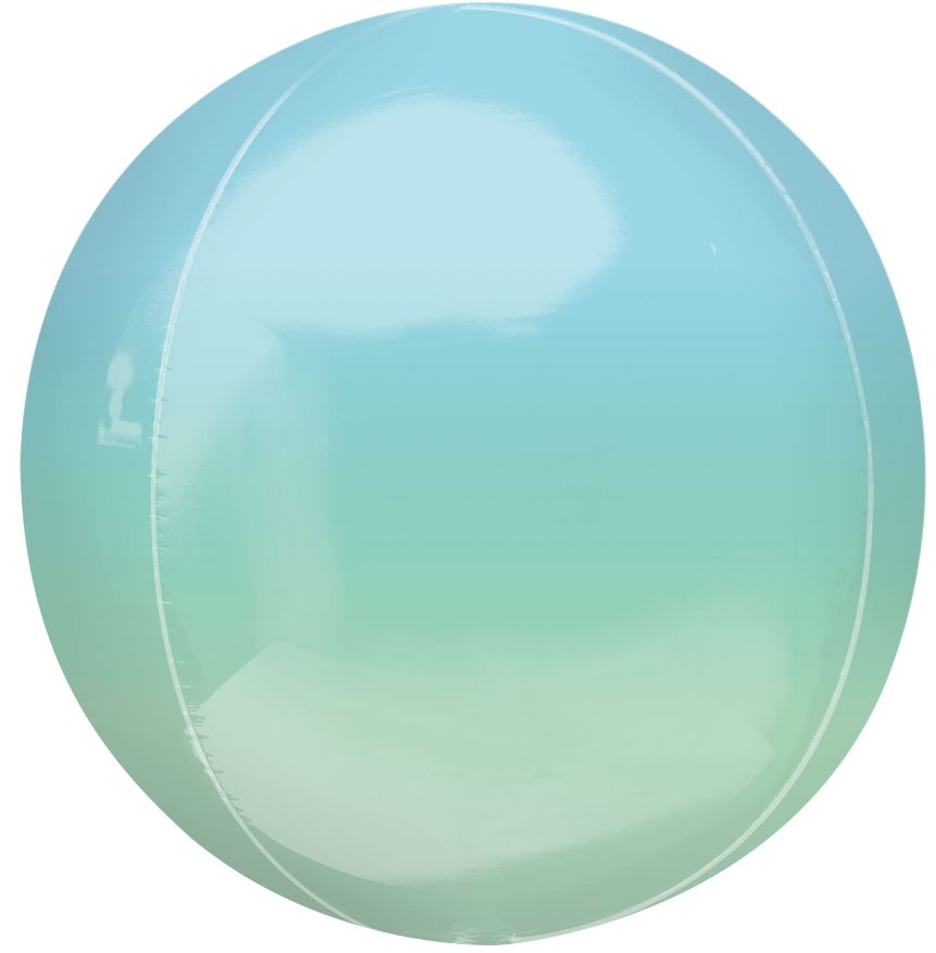 Ombre Blue & Green Orbz Packaged 15" Foil Balloons - Click Image to Close